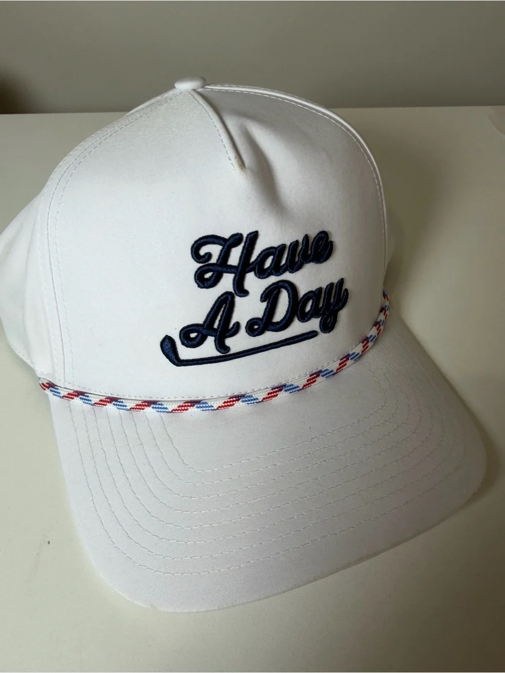 Like New Breezy White 'Have A Day' Golf Embroidered Baseball Cap